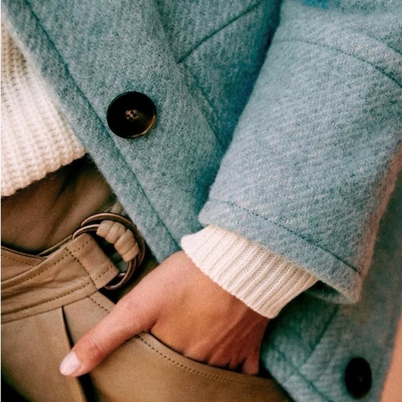 🦄NWOT Sezane Leo Coat with Cozy High Collar Sz6 - Picture 4 of 15